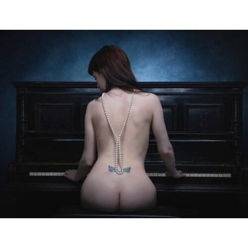 JMINE Div 5D Necklace Naked Woman Music piano Full Diamond Painting cross stitch kits art Portrait 3D paint by diamonds
