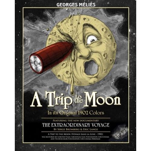 A Trip to The Moon Space Exploration Surrealist Silent film Retro Vintage Kraft Poster Canvas Wall Sticker Home Decor Gift