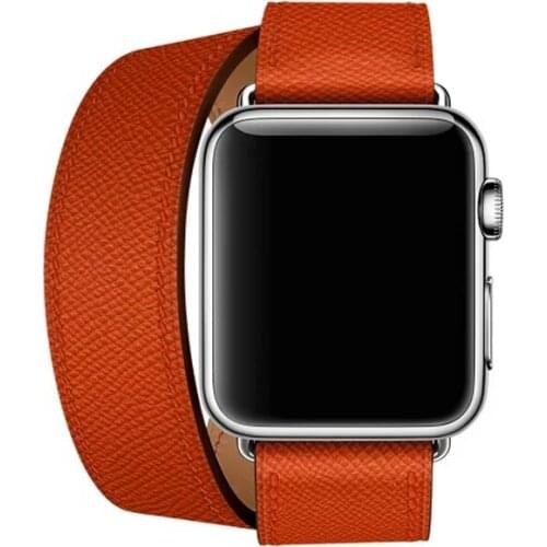 40mm 44mm Double Tour Strap for Apple Watch Band 38mm 42mm Genuine Leather Loop for iwatch Series 5 4 3 2 1 Correa Accessories