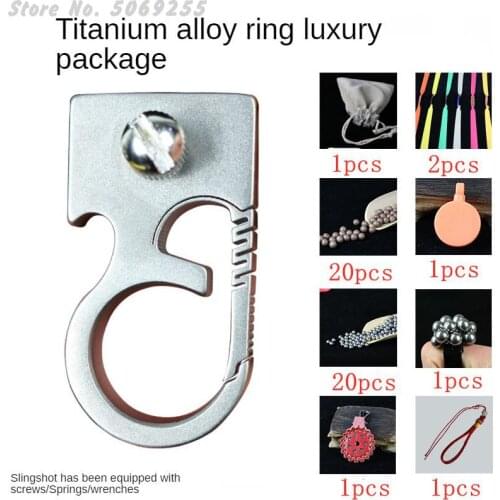 Powerful Titanium Alloy Slingshot Ring Bow High Precision Outdoor Competition Flat Leather Slingshot Shooting Hunting