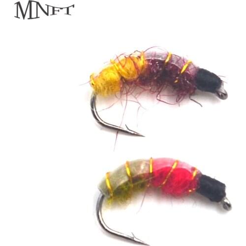 MNFT 10Pcs Nymph Trout Flies Fishing Fly 2 Style Workers Hand Tied Pupa Larva Nymph Fishing Lures