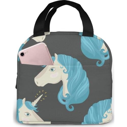 Pony Unicorn Lunch Food Box Bag Fashion Insulated Thermal Food Picnic Lunch Bag for Women kids Men Cooler Tote Bag