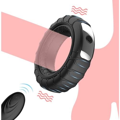 Vibrating Penis Massager Ring for Men Sex Toys Cockring Scrotum Delay Ejaculation Male Vibrator USB Rechargeable Silicone Lock R