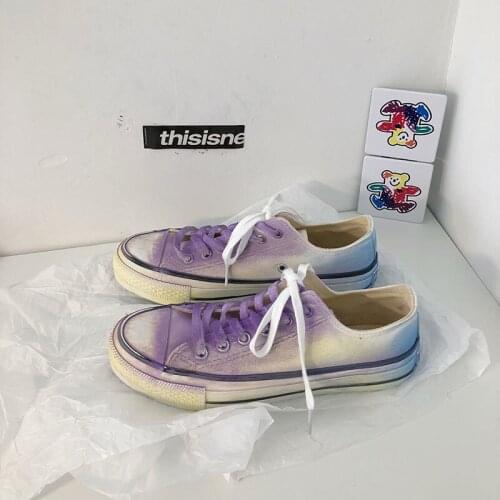 Womens shoes 2021 spring and autumn new fashion all-match dirty dirty shoes gradient canvas shoes flat comfortable casual shoes