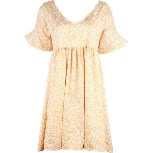 New Style Hot Sale Summer Women Holiday Beach Shirt Dress Sexy V Neck Boho Floral Print Flare Sleeve Lady Party Dress Plus Size