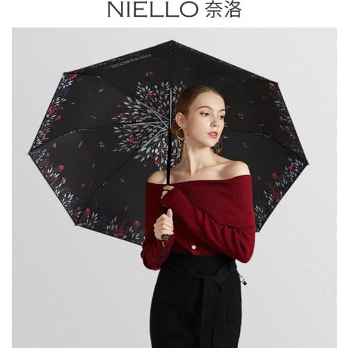 Small Flower Folding Umbrella Sun Women UV Protection Blcak Coating Korean Ladies Parasol UPF50 + Sunscreen Umbrella Travel A6A