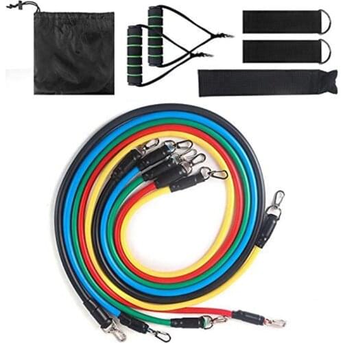 11 Piece/lot Multi-function Puller Pull Rope Set Portable Abdominal Resistance Bands Pilates Exercise Stick For Indoor Fitness