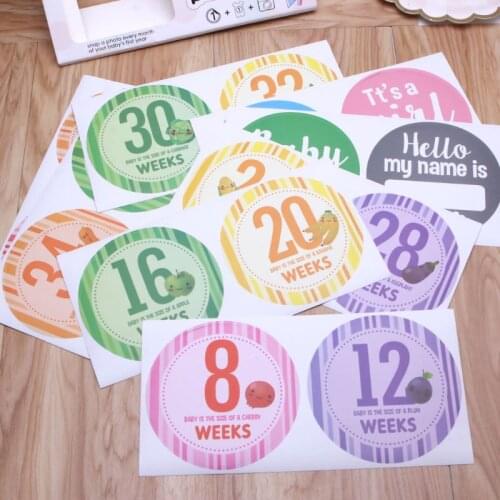 16 Pcs Pregnancy Milestone Stickers Photography Weekly Belly Clothing Stickers C5AF