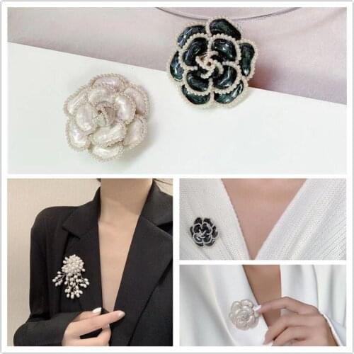 2pcs/set New Trends Elegant Pearl Flower Brooch Pin Badge For Women Girls Fashion Jewelry Coat Accessories Brooch