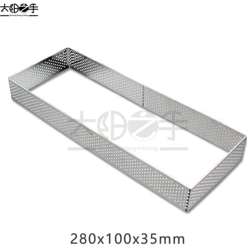 280x100x35mm Rectangular Perforated Tart Ring 304 Stainless Steel Tart Ring Tartlet Mold Make Rectangular Fruit Pie Egg Tart