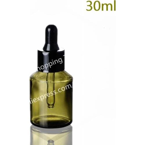 300pcs/lot 30ml green glass bottle with dropper, essential oil packing bottle dropper bottle with roblique angle