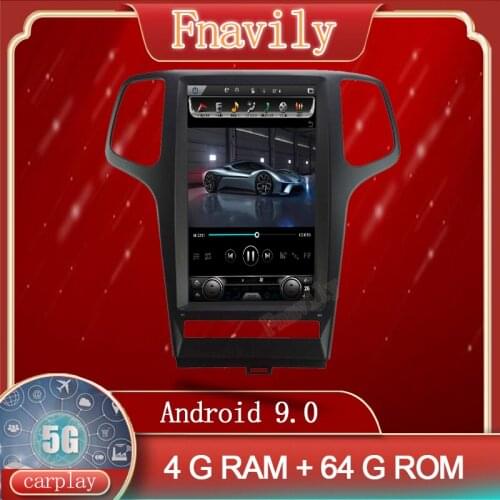 Fnavily Android 9 Car Radio For Jeep Grand Cherokee Multimedia System Player GPS Navigation Vertical Screen Tesla Style 13.6"