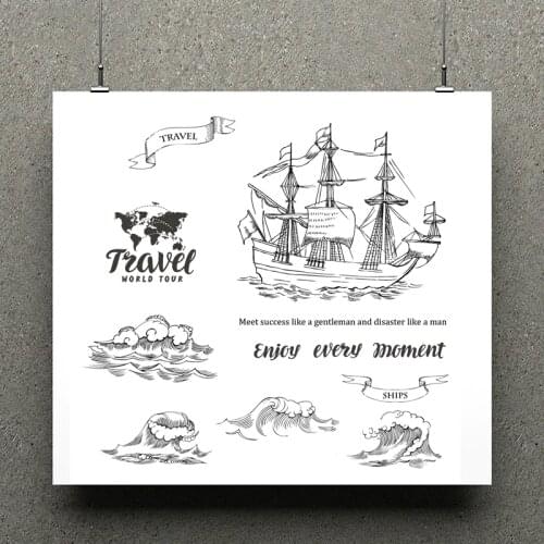 AZSG Sailboat / Waves Clear Stamps For Scrapbooking DIY Clip Art /Card Making Decoration Stamps Crafts