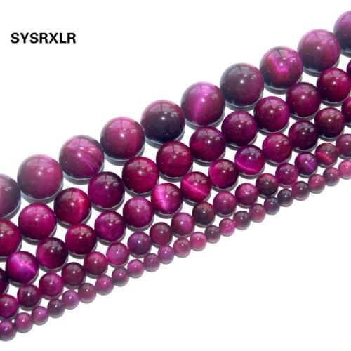 Free Shipping Natural Stone Rose Red Tiger Eye Agates Beads Round Loose DIY Bracelet Necklace For Jewelry Making 4 6 8 10 12 MM
