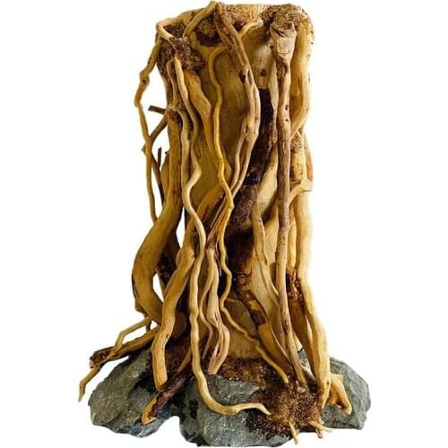 BMBY-Driftwood Mini Aquarium Tree on Rock Natural, Handcrafted Fish Tank Decoration Tree Stump Forest Shelf