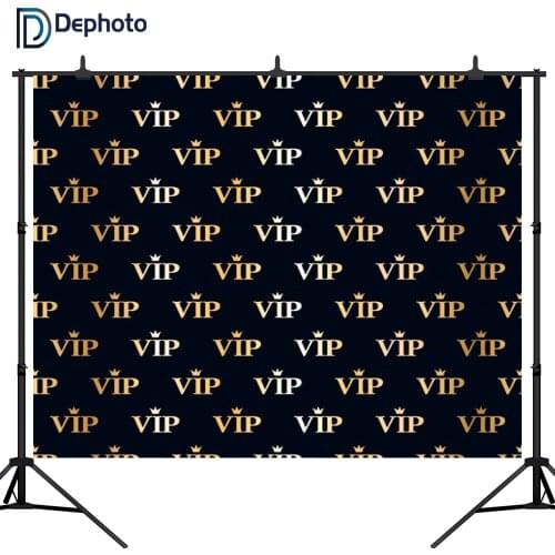 DePhoto Photography Backdrops Crown Black Hollywood Vip Photo Backdrop Birthday Party Customized Background for Photo Studio