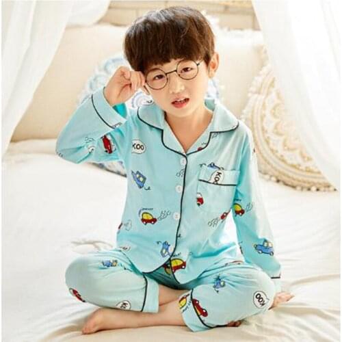 Baby Pyjamas Set Boys & Girls Cartoon Sleepwear Suit Children Autumn Pajamas Clothing Kids Long-Sleeved+Pant 2-Piece Cardigan