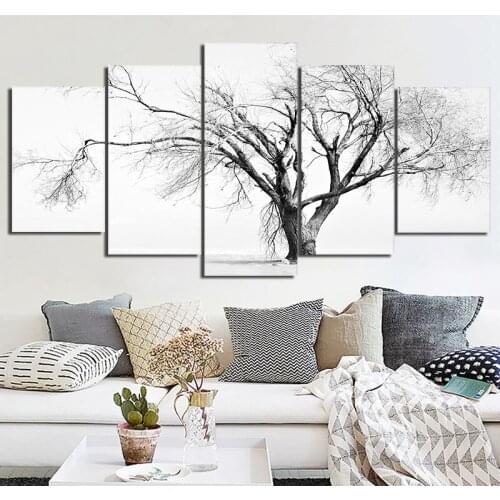 5Plane Abstract Tree Landscape Oil Painting on Canvas Posters and Prints Scandinavian Wall Art Picture For Living Room