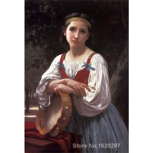 Paintings for living room wall Gypsy Girl with a Basque Drum William Adolphe Bouguereau High quality Hand painted