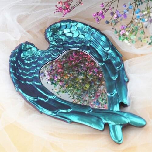 Wing Love Mirror Tray Epoxy Resin Mold Serving Board Plate Coaster Silicone Mold