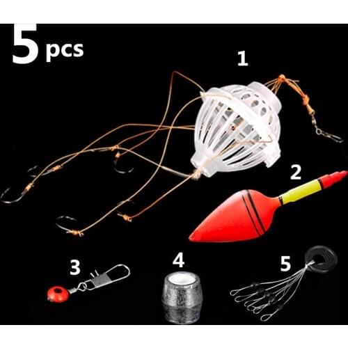 5 Piece Set Fishing Tackle Tool Carp Fishing Float Bobber Sea Monster with 6 Strong Explosion Hooks Fishing Equipment