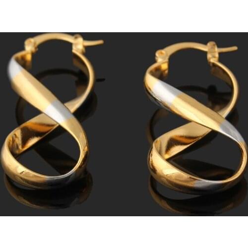 Adixyn New Arrival Two Tone Dangle Earrings . Gold/Silver Plated Fashion Jewelry For Women African Australia Kenya