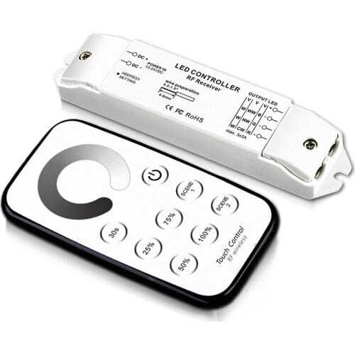 New T1+R3 Led Strip Dimmer RF Wireless Touch Remote 12V-24V 3A 3 Channel 9A Output 5050 3528 String Ribbon Light Dim Switch