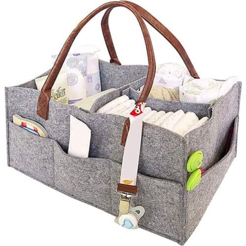 Baby Diaper Caddy Organizer Foldable Felt Storage Bag Portable Lightly Multifunction Changeable Compartments For Maternity Bags
