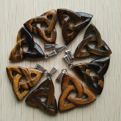 2016 fashion high quality natural tiger eye stone hollow triangle charm pendants for jewelry making 8pcs/lot Wholesale free