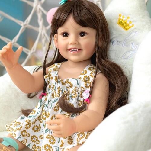 55cm Full Body Silicone Reborn Babies Realistic Eyes Opened Soft bebe reborn toddler Lifelike Kids Toys for Girl and Boys