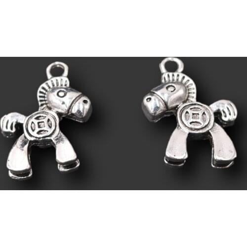 10pcs Silver Plated 3D Cute Donkey Pendant Hip Hop Bracelet Earring Metal Accessories DIY Charms For Jewelry Crafts Making A2458