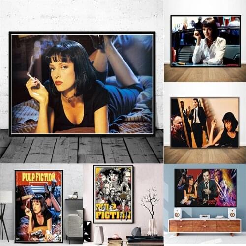 Retro Pulp Fiction Classic Movie Quentin Tarantino Vintage Art Painting Funny Canvas Painting Poster Pictures for Living Room