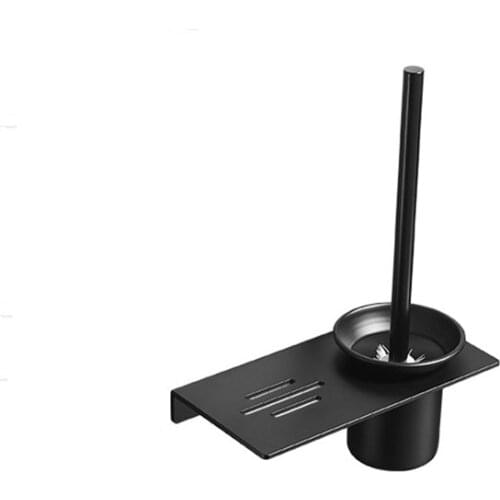 Space Aluminum Toilet Brush Holder Black Wall Mounted Toilet Bowl Brush Holder for Bathroom Cleaning Kit