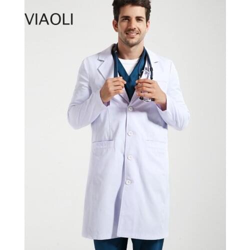 Viaoli Mid Length Scrub Jackets Clothing men scrubs salon uniform white coat scrubs spa uniforms women long-sleeve work