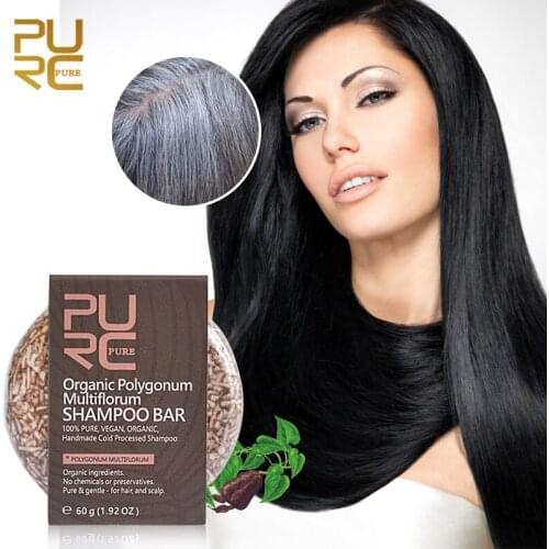 Darkening Shampoo Mini Polygonum Black White Hair Shampoo Soap Anti Falling Off Solid Bar Growth Hair Color Treatment 60g