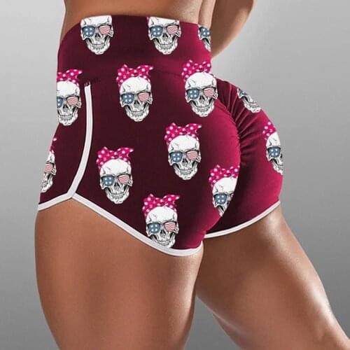 New Skull Print Summer Shorts Women Bottoms Casual Skinny Fit Shorts Elastic High Waist Female Shorts Beachwear Drop Shipping