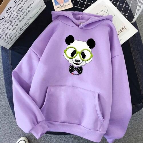 Kawaii Glasses Bear Print Graphic Fleece Women Winter Hoodies Harajuku Sweatshirt Korean Style Streetwear Oversized Creative