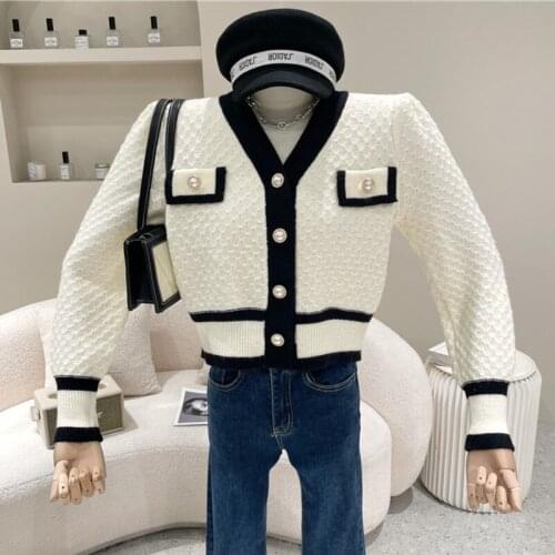 Fall Winter Korean Fashion Casual Short Cardigan Women Oversized Sweater Coat Elegant Crop Top Femme Knitted Outwear Pull Femme