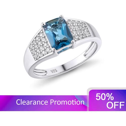 GZ ZONGFA Design Shining Natural Blue Topaz Gemstone Wedding Band Engagement Rings Fashion 925 Sterling Silver Jewelry Ring