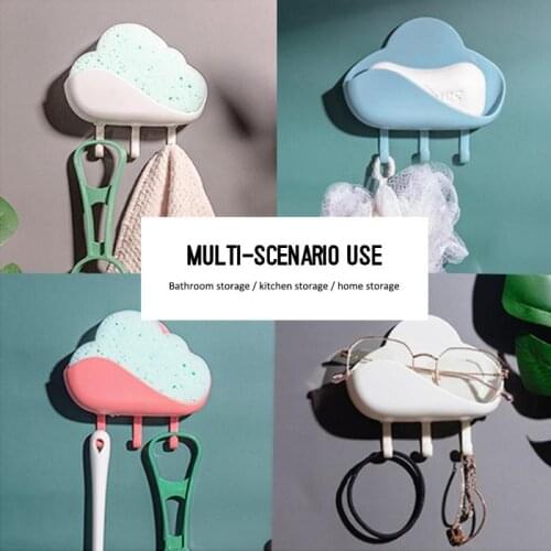 1 Pcs Cloud Shaped Soap Box Drain Rack Wall Mounted Soap Holder Kitchen Storage Shelf Plate Tray Soap Holder Bathroom Products