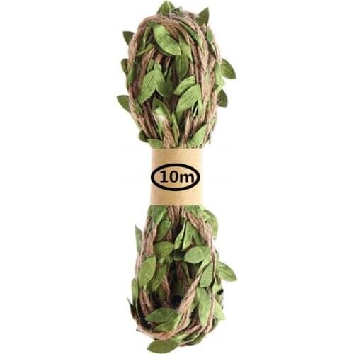 10M/Lots Artificial Leaf Natural Hessian Jute Twine Rope Burlap Ribbon DIY Craft Vintage For Home Wedding Party Decoration