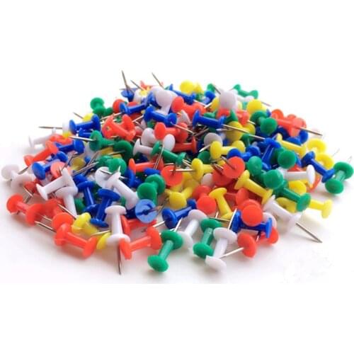 100PCS Binding Cork Board Safety Colored Plastic Pin Big Head Push Needle Pins Drawing Photo Wall Studs Office School Supplies