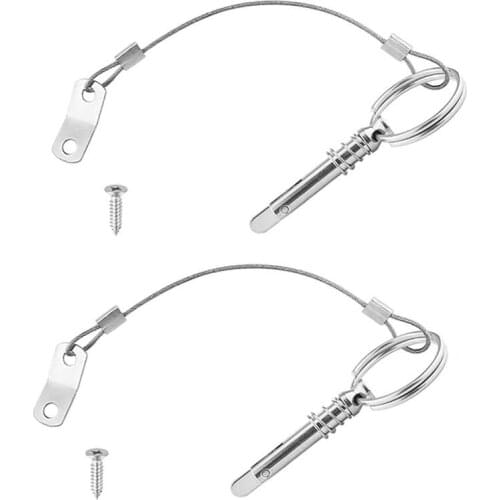 2PCS Quick Release Pin With Lanyard For Boat Bimini Top Deck Hinge Marine Hardware Stainless Steel Rowing Boat Accessories