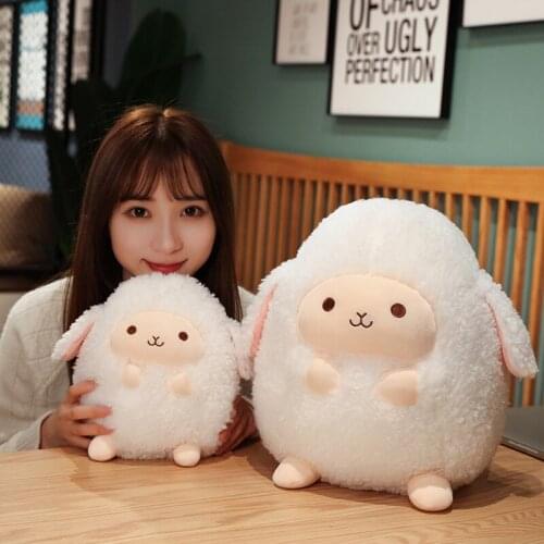 23cm/30cm Cute Fat Sheep Plush Toy Stuffed Animal Soft Plushie Chubby Lamb Kawaii Doll Toys for Girls Kids Birthday Gift Decor
