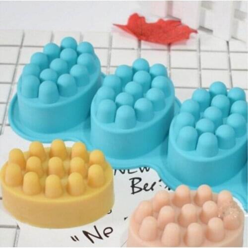 4 hole Massage brush cake mold silicone handmade soap mold baking tool