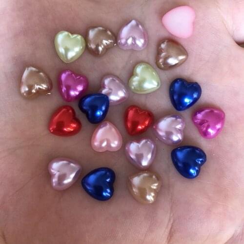10mm 50pcs Random Mixed Half Pearl Heart Bead FlatBack Scrapbook Wedding Bead DIY Resin Ornaments F279