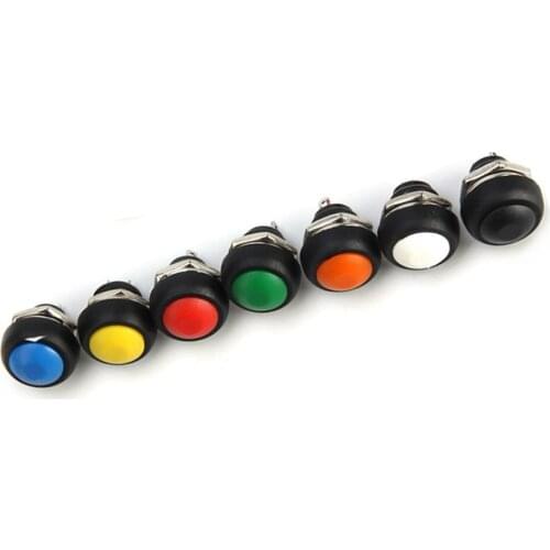 6Pcs 2Pin Mini Switch 12mm 1A waterproof switch 12v momentary Push button Switch since the reset Non-locking