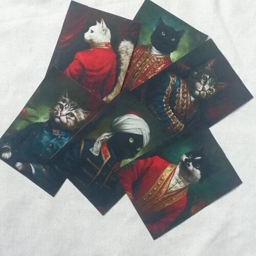 15*20cm 6pcs Retro Cats Fabric Handwork DIY Fabric QUILTING Middle Ages Cats Hand Dyed Painting Digital Printing Patchwork D30