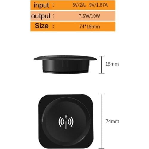 6cm Grommet Hole Office In-Desk Mounting Fast Wireless Charger For i-Phone 11 XS 24BB