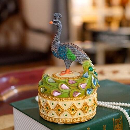 ANGRLY Southeast resin craft jewelry box Cases Jewelry Storage peacock Home Furnishing creative Necklace Earring Container Boxes
